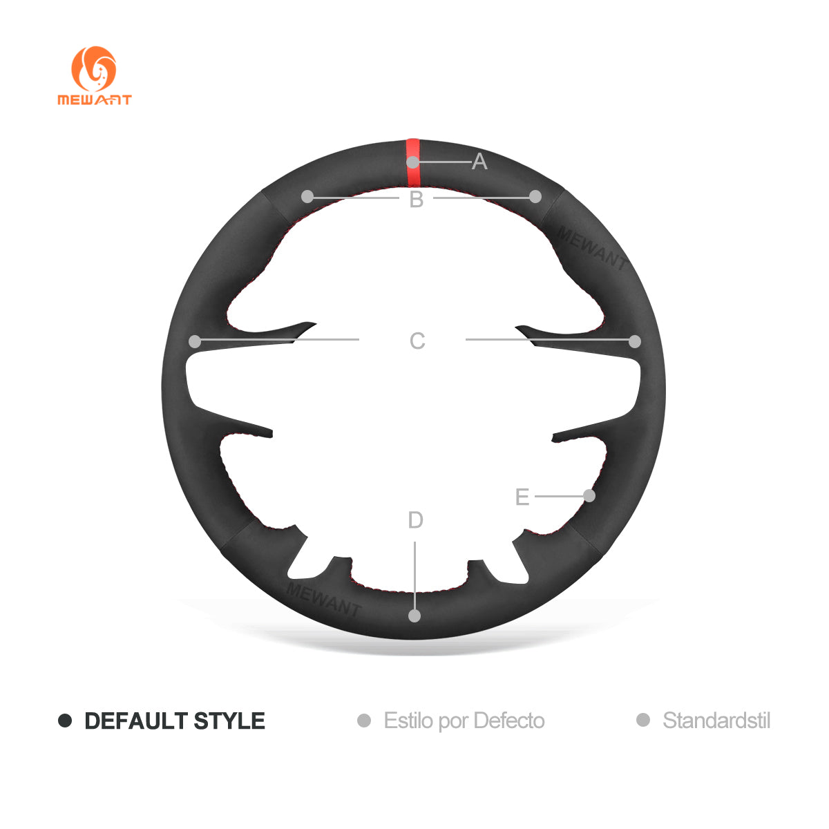 MEWANT fixed black Athsuede GMC steering wheel cover design diagram with red center stripe