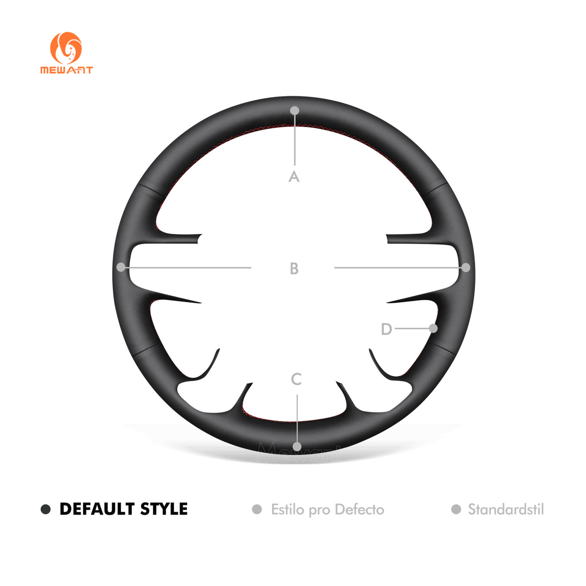 Fixed-style MEWANT black steering wheel cover diagram for compatible GMC Sierra and Yukon models