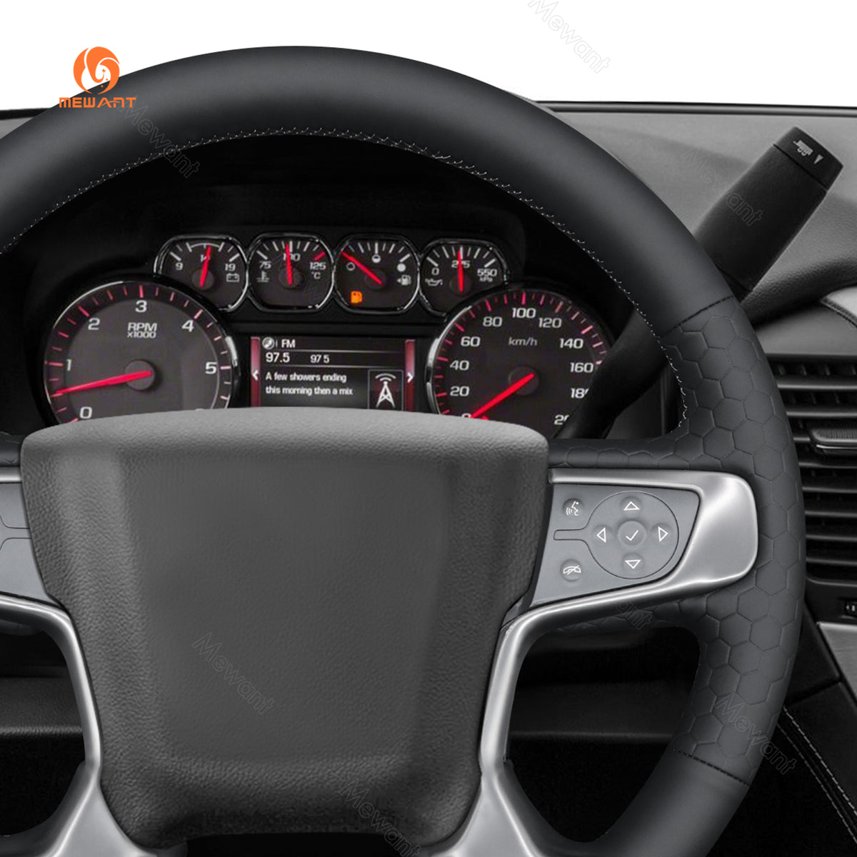 Right side of MEWANT black GMC steering wheel cover