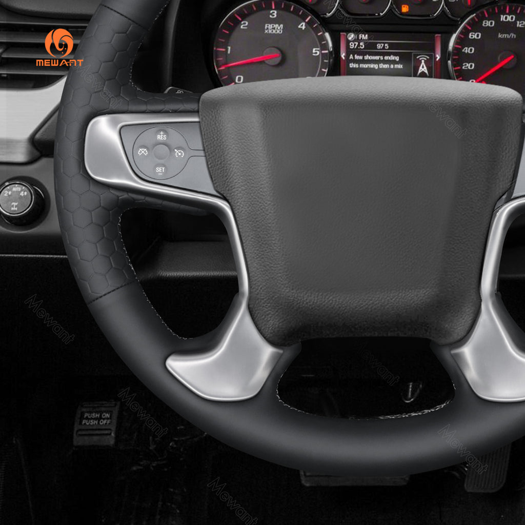 Left side of MEWANT honeycomb embossed GMC steering wheel cover