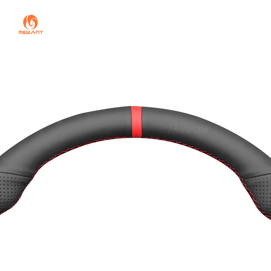 Red center stripe and red stitching detail on MEWANT Hyundai pu leather wheel cover