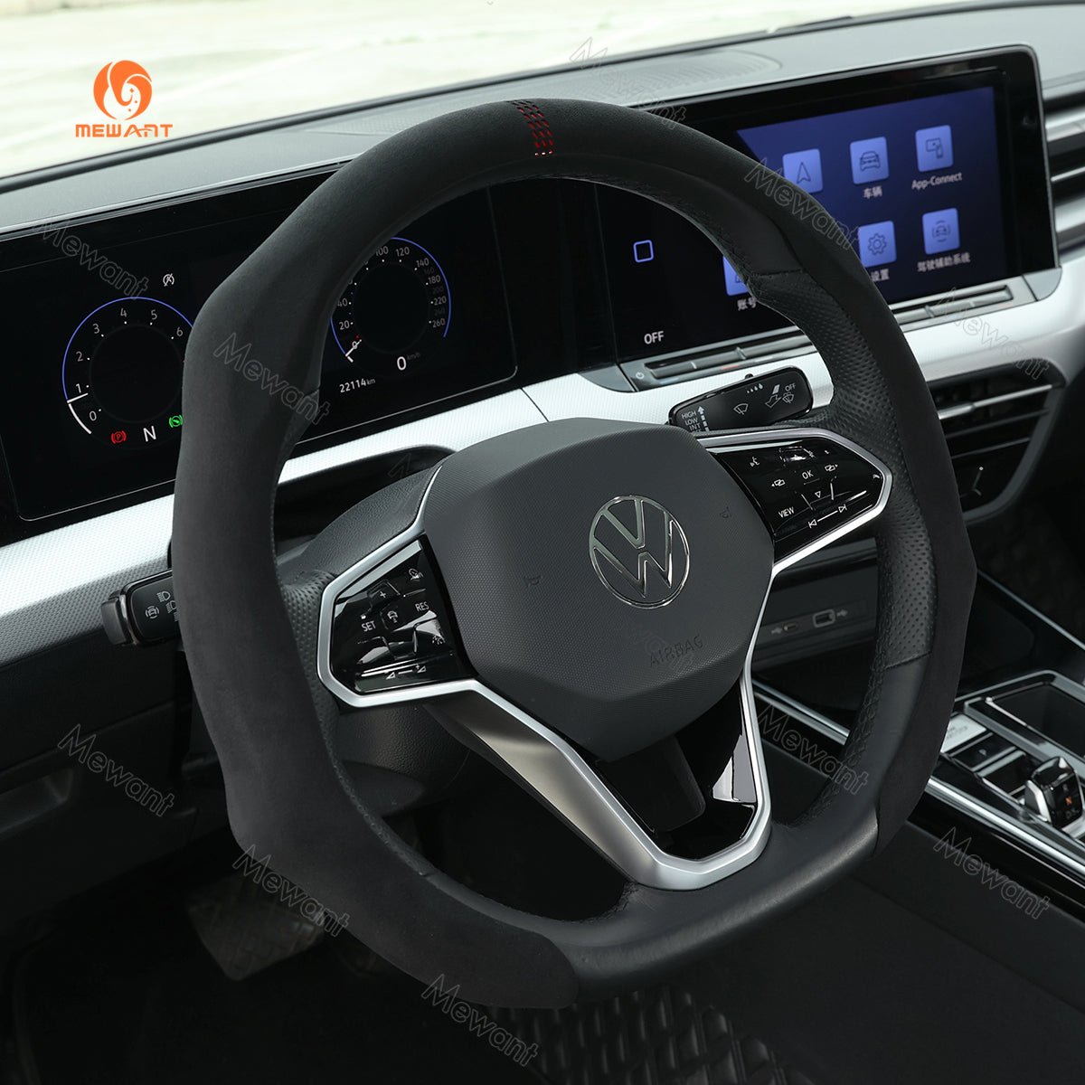 MEWANT 5D Sport Alcantara Universal Car Steering Wheel Cover for Most Volkswagen VW BMW Audi Mercedes Benz Subaru Hyundai Kia... - Alcantara, Leather, Carbon Fiber, Easy Install, Non - Slip, Best Steering Wheel Cover