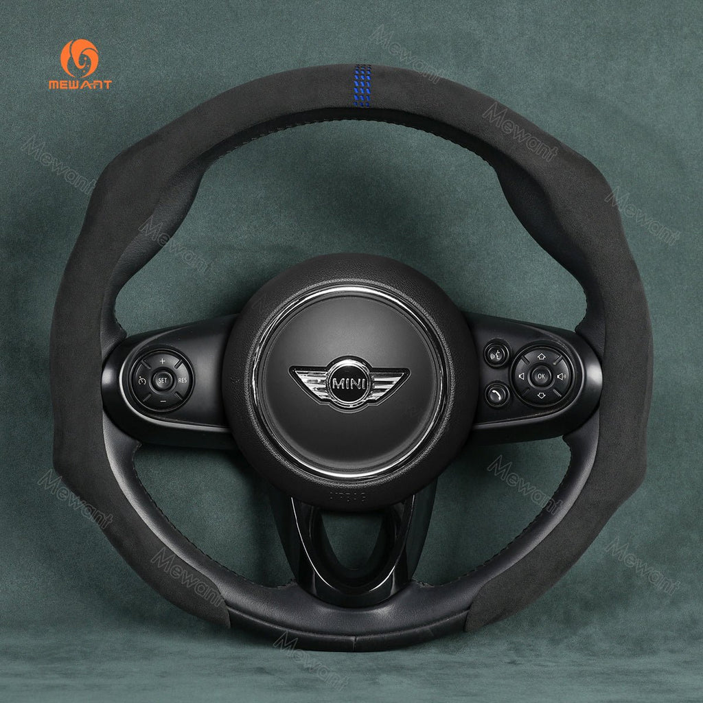 MEWANT 5D Universal Alcantara U - Shape Steering Wheel Cover Wrap for All BMW Audi Dodge Mercedes - Benz Subaru Hyundai Kia Ford Lexus Mazda Honda - Alcantara, Leather, Carbon Fiber, Easy Install, Non - Slip, Best Steering Wheel Cover