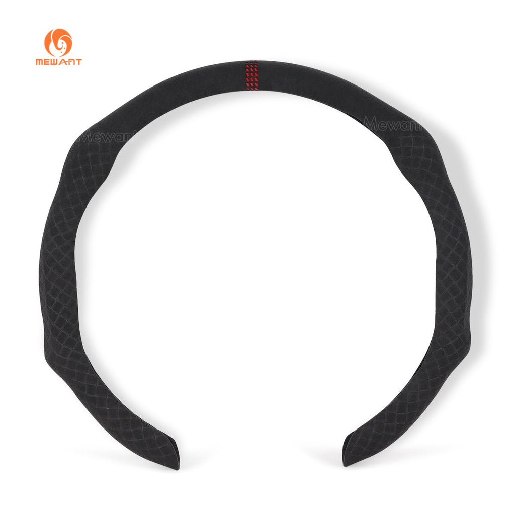 MEWANT 5D Universal Alcantara U - Shape Steering Wheel Cover Wrap for All BMW Audi Dodge Mercedes - Benz Subaru Hyundai Kia Ford Lexus Mazda Honda - Alcantara, Leather, Carbon Fiber, Easy Install, Non - Slip, Best Steering Wheel Cover