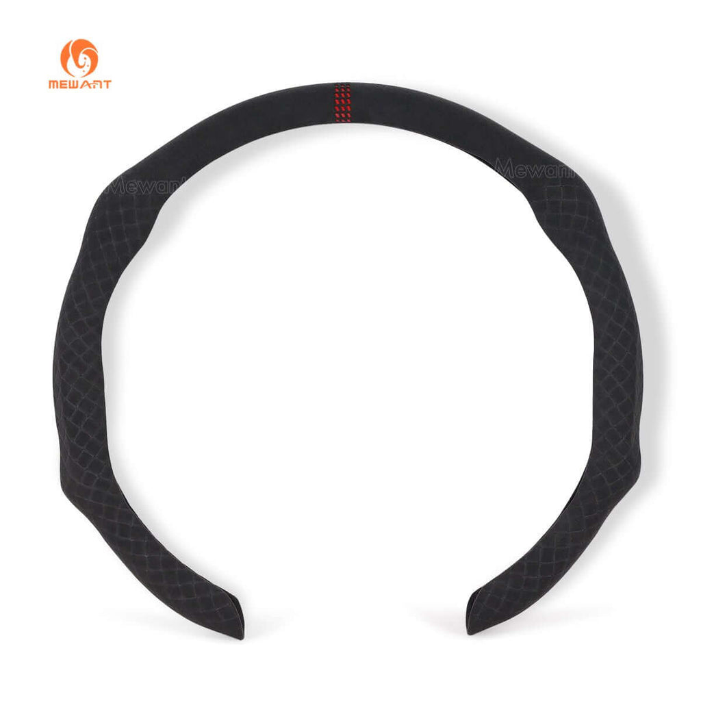 MEWANT 5D Universal Alcantara U - Shape Steering Wheel Cover Wrap for All BMW Audi Dodge Mercedes - Benz Subaru Hyundai Kia Ford Lexus Mazda Honda - Alcantara, Leather, Carbon Fiber, Easy Install, Non - Slip, Best Steering Wheel Cover