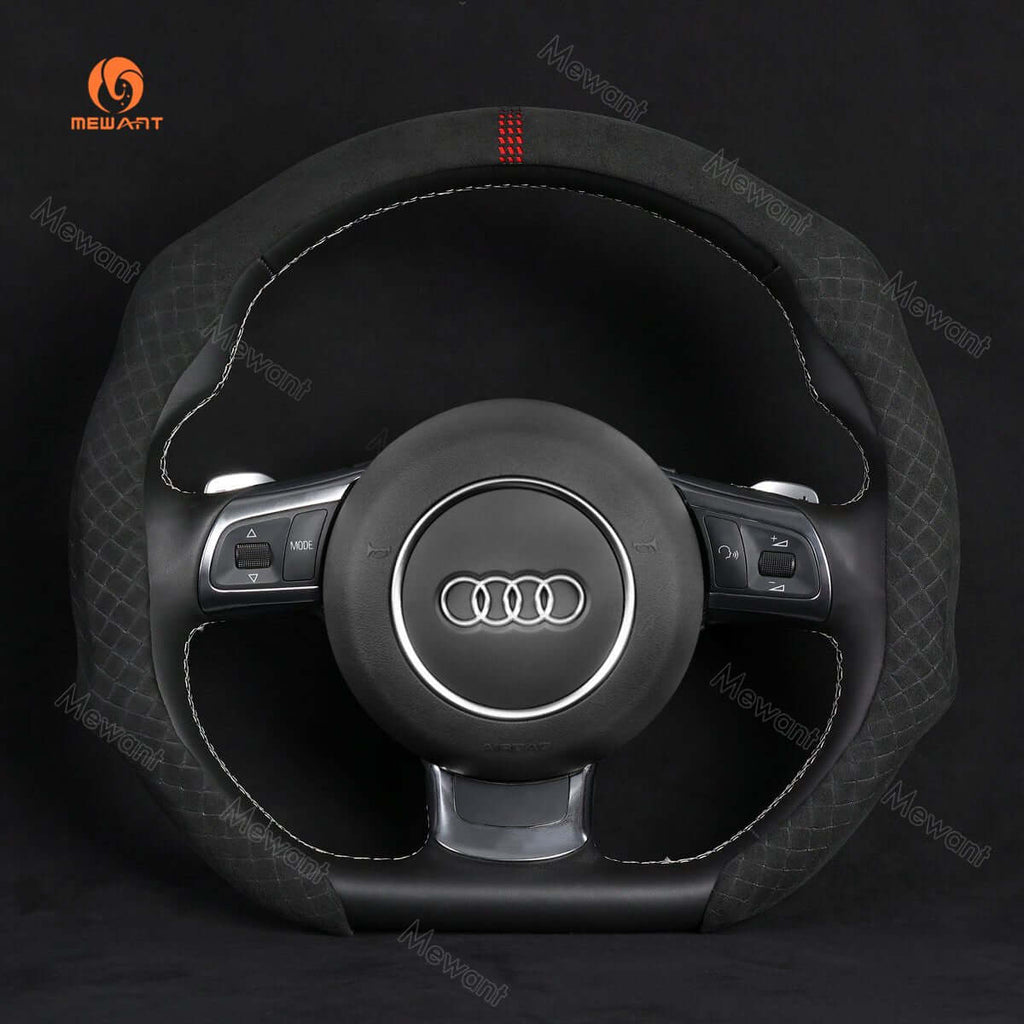 MEWANT 5D Universal Alcantara U - Shape Steering Wheel Cover Wrap for All BMW Audi Dodge Mercedes - Benz Subaru Hyundai Kia Ford Lexus Mazda Honda - Alcantara, Leather, Carbon Fiber, Easy Install, Non - Slip, Best Steering Wheel Cover