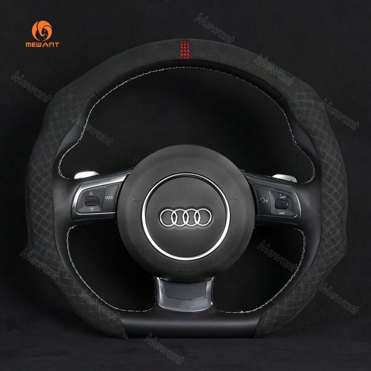 MEWANT 5D Universal Alcantara U - Shape Steering Wheel Cover Wrap for All BMW Audi Dodge Mercedes - Benz Subaru Hyundai Kia Ford Lexus Mazda Honda - Alcantara, Leather, Carbon Fiber, Easy Install, Non - Slip, Best Steering Wheel Cover