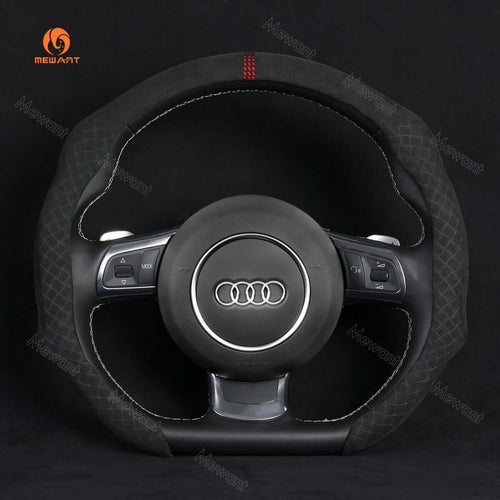 MEWANT 5D Universal Alcantara U - Shape Steering Wheel Cover Wrap for All BMW Audi Dodge Mercedes - Benz Subaru Hyundai Kia Ford Lexus Mazda Honda - Alcantara, Leather, Carbon Fiber, Easy Install, Non - Slip, Best Steering Wheel Cover