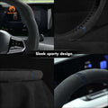 MEWANT 5D Universal Alcantara U - Shape Steering Wheel Cover Wrap for All BMW Audi Dodge Mercedes - Benz Subaru Hyundai Kia Ford Lexus Mazda Honda - Alcantara, Leather, Carbon Fiber, Easy Install, Non - Slip, Best Steering Wheel Cover