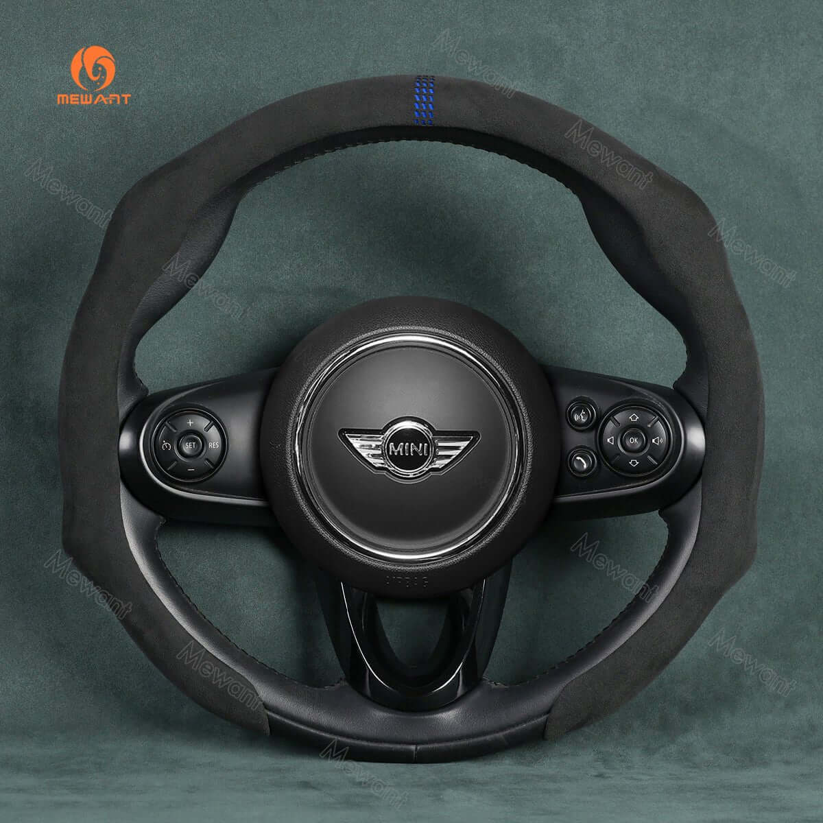 MEWANT 5D Universal Alcantara U - Shape Steering Wheel Cover Wrap for All BMW Audi Dodge Mercedes - Benz Subaru Hyundai Kia Ford Lexus Mazda Honda - Alcantara, Leather, Carbon Fiber, Easy Install, Non - Slip, Best Steering Wheel Cover