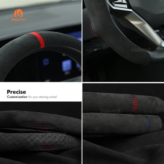 MEWANT 5D Universal Alcantara U - Shape Steering Wheel Cover Wrap for Most BMW Audi Dodge Mercedes - Benz Subaru Hyundai Kia Ford Nissan Toyota - Mewant Cover