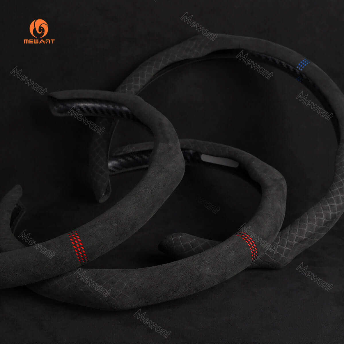 MEWANT 5D Universal Alcantara U - Shape Steering Wheel Cover Wrap for Most BMW Audi Dodge Mercedes - Benz Subaru Hyundai Kia Ford Nissan Toyota - Alcantara, Leather, Carbon Fiber, Easy Install, Non - Slip, Best Steering Wheel Cover