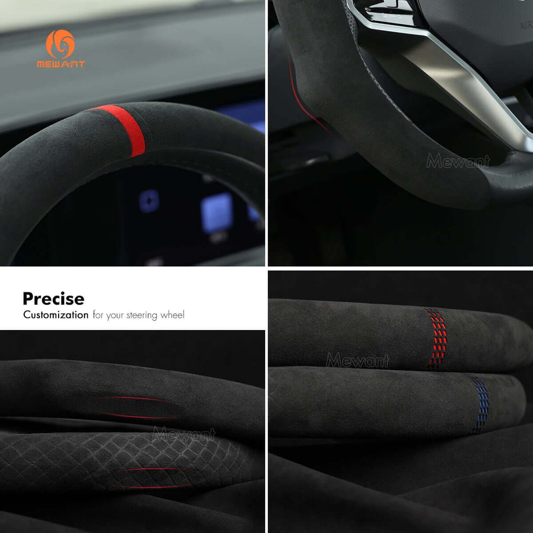 MEWANT 5D Universal U-Shape Steering Wheel Cover Wrap for Most BMW Audi Dodge Mercedes-Benz Subaru Hyundai Kia Ford Nissan Toyota