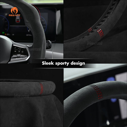 MEWANT 5D Universal Alcantara U - Shape Steering Wheel Cover Wrap for Most BMW Audi Dodge Mercedes - Benz Subaru Hyundai Kia Ford Nissan Toyota Honda - Mewant Cover