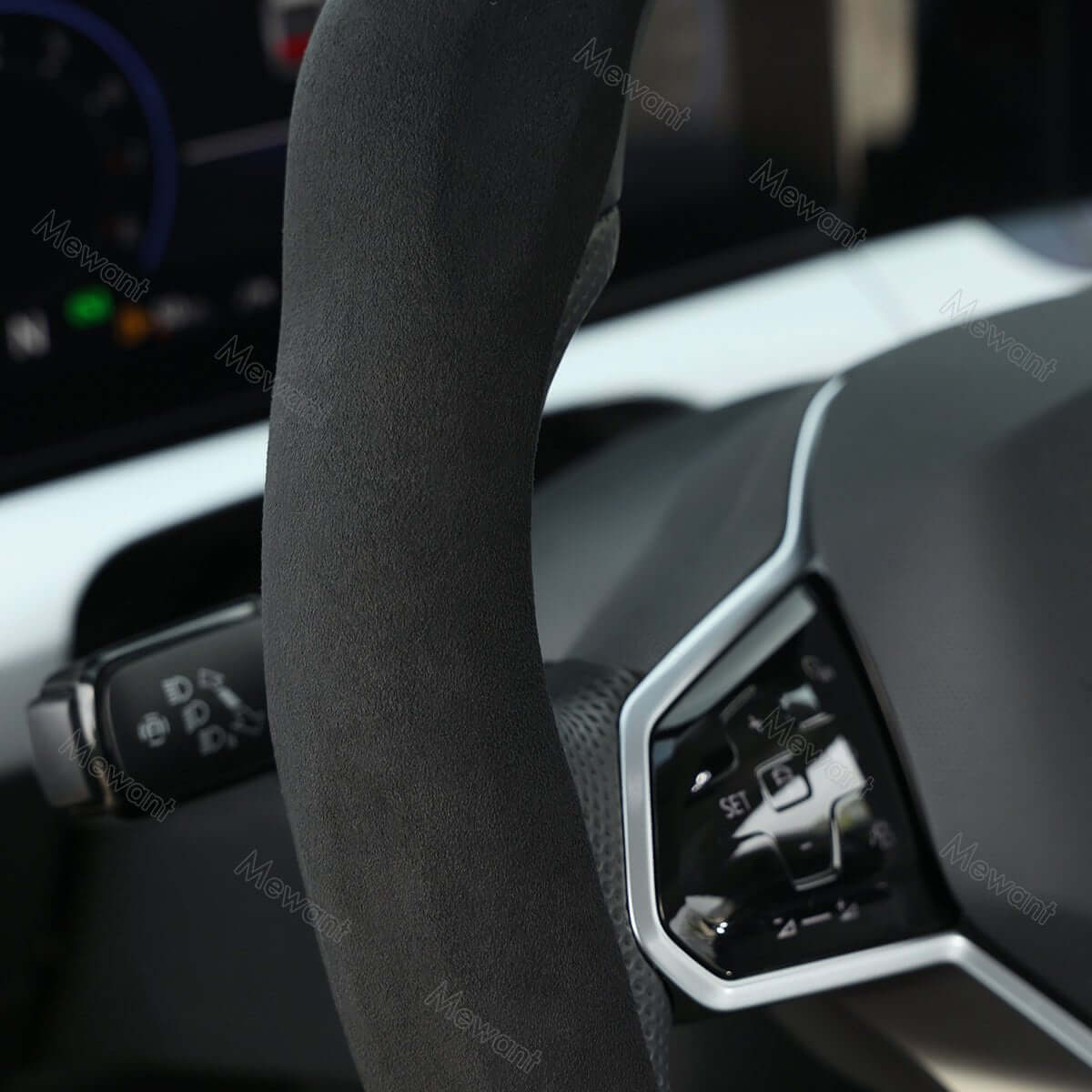 MEWANT 5D Universal Alcantara U - Shape Steering Wheel Cover Wrap for Most BMW Audi Dodge Mercedes - Benz Subaru Hyundai Kia Ford Nissan Toyota Honda - Alcantara, Leather, Carbon Fiber, Easy Install, Non - Slip, Best Steering Wheel Cover