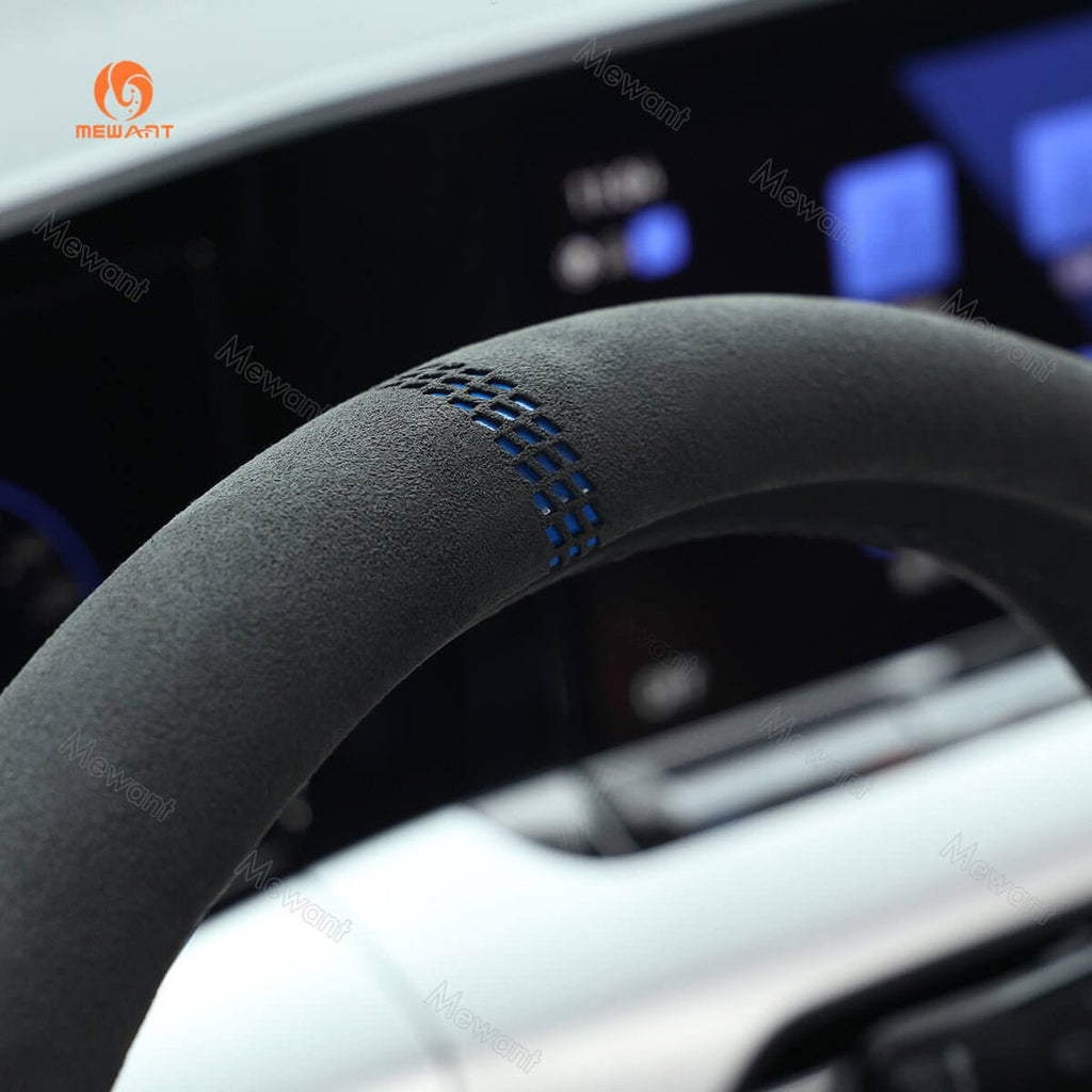 MEWANT 5D Universal Alcantara U - Shape Steering Wheel Cover Wrap for Most BMW Audi Dodge Mercedes - Benz Subaru Hyundai Kia Ford Nissan Toyota Honda - Alcantara, Leather, Carbon Fiber, Easy Install, Non - Slip, Best Steering Wheel Cover