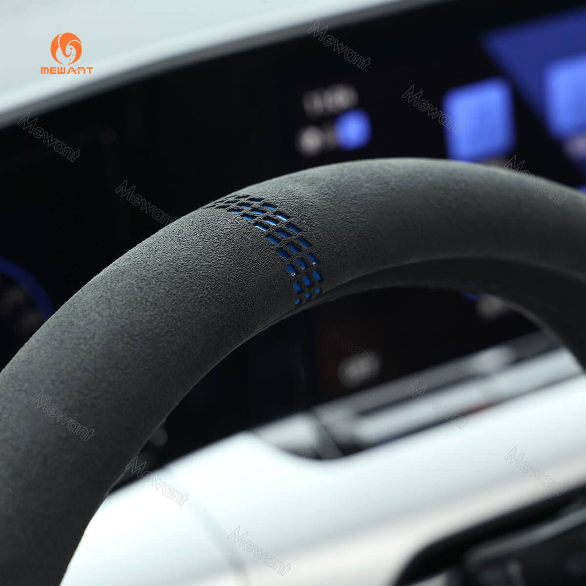 MEWANT 5D Universal Alcantara U - Shape Steering Wheel Cover Wrap for Most BMW Audi Dodge Mercedes - Benz Subaru Hyundai Kia Ford Nissan Toyota Honda - Alcantara, Leather, Carbon Fiber, Easy Install, Non - Slip, Best Steering Wheel Cover