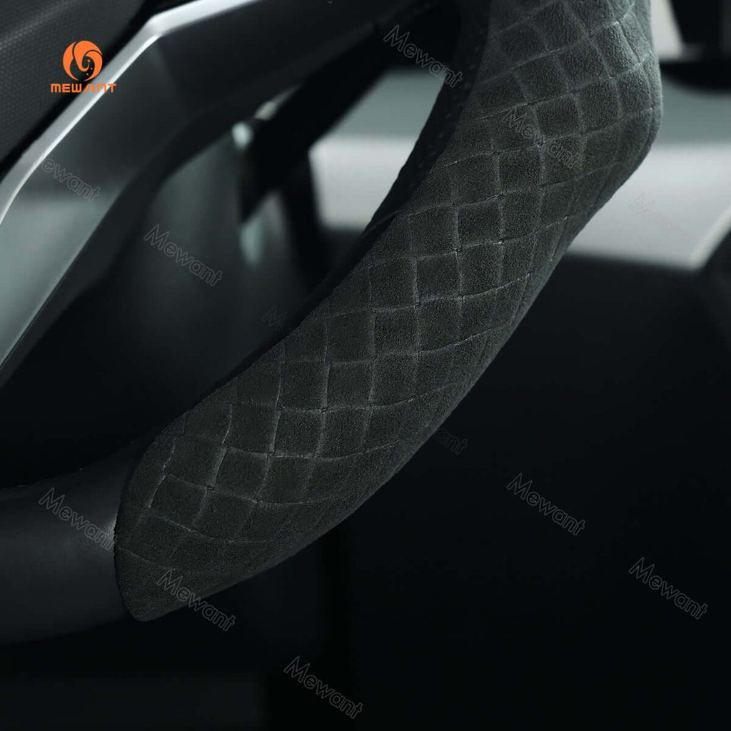 MEWANT 5D Universal Alcantara U - Shape Steering Wheel Cover Wrap for Most BMW Audi Dodge Mercedes - Benz Subaru Hyundai Kia Ford Nissan Toyota VW - Alcantara, Leather, Carbon Fiber, Easy Install, Non - Slip, Best Steering Wheel Cover
