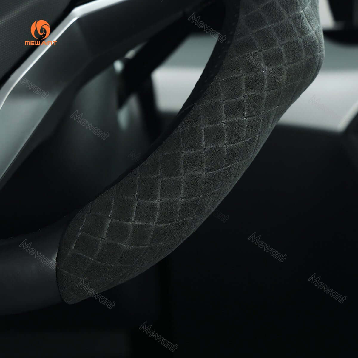 MEWANT 5D Universal Alcantara U - Shape Steering Wheel Cover Wrap for Most BMW Audi Dodge Mercedes - Benz Subaru Hyundai Kia Ford Nissan Toyota VW - Alcantara, Leather, Carbon Fiber, Easy Install, Non - Slip, Best Steering Wheel Cover