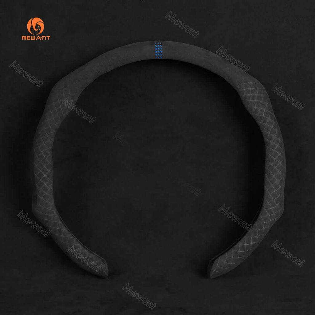 MEWANT 5D Universal Alcantara U - Shape Steering Wheel Cover Wrap for Most BMW Audi Dodge Mercedes - Benz Subaru Hyundai Kia Ford Nissan Toyota VW - Alcantara, Leather, Carbon Fiber, Easy Install, Non - Slip, Best Steering Wheel Cover