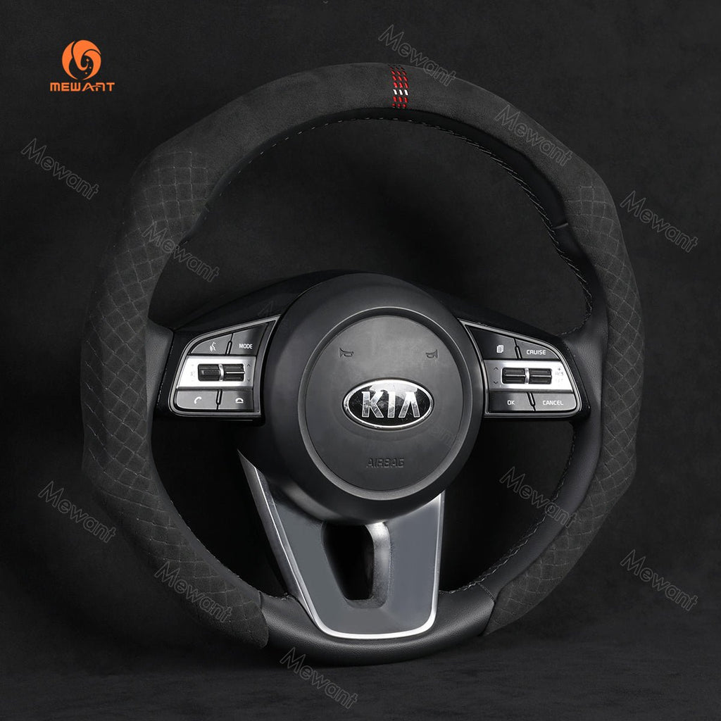 MEWANT 5D Universal Alcantara U - Shape Steering Wheel Cover Wrap for Most BMW Audi Dodge Mercedes - Benz Subaru Hyundai Kia Opel Toyota Honda - Alcantara, Leather, Carbon Fiber, Easy Install, Non - Slip, Best Steering Wheel Cover