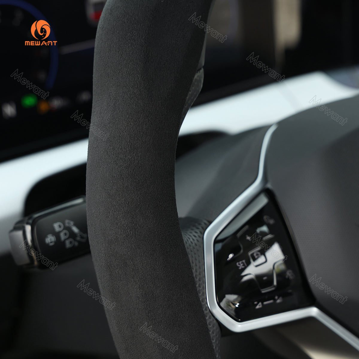 MEWANT 5D Universal Alcantara U - Shape Steering Wheel Cover Wrap for Most BMW Audi Dodge Mercedes - Benz Subaru Hyundai Kia Opel Toyota Honda - Alcantara, Leather, Carbon Fiber, Easy Install, Non - Slip, Best Steering Wheel Cover