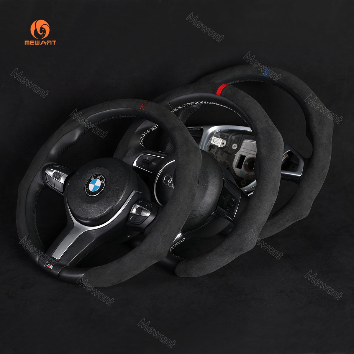 MEWANT 5D Universal Alcantara U - Shape Steering Wheel Cover Wrap for Most BMW Audi Dodge Mercedes - Benz Subaru Hyundai Kia Opel Toyota Honda - Alcantara, Leather, Carbon Fiber, Easy Install, Non - Slip, Best Steering Wheel Cover