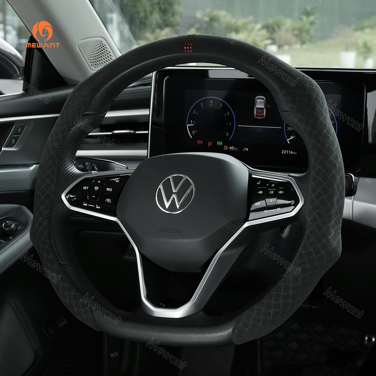 MEWANT 5D Universal Alcantara U - Shape Steering Wheel Cover Wrap for Most BMW Audi Dodge Mercedes - Benz Subaru Hyundai Kia Opel Toyota Honda - Alcantara, Leather, Carbon Fiber, Easy Install, Non - Slip, Best Steering Wheel Cover