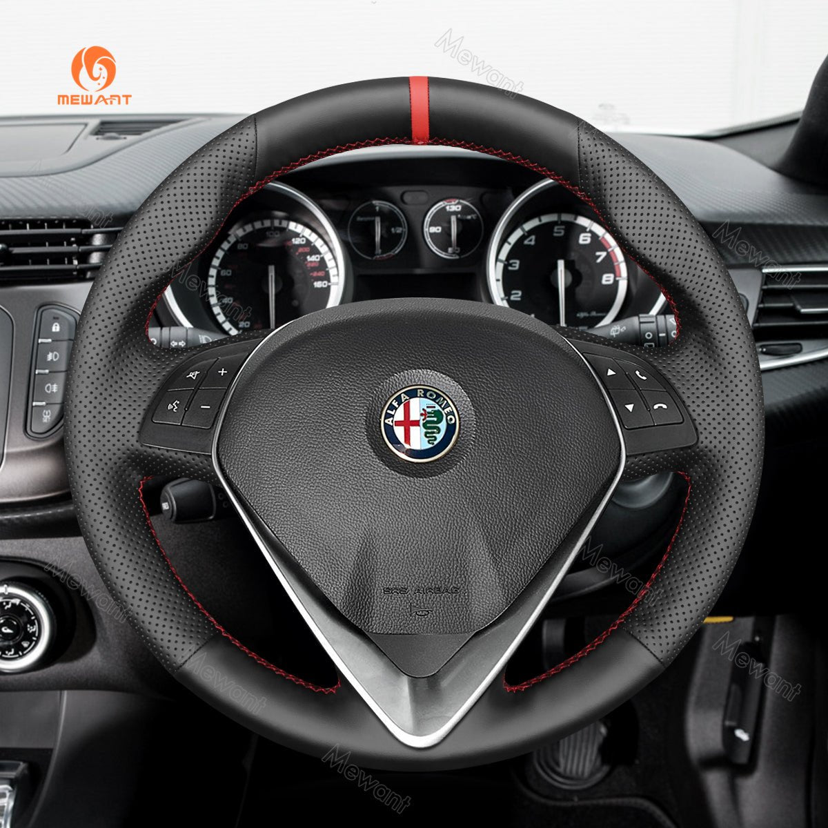 MEWANT Alcantara Car Steering Wheel Cover for Alfa Romeo Giulietta 2014 - 2021 - Mewant Cover