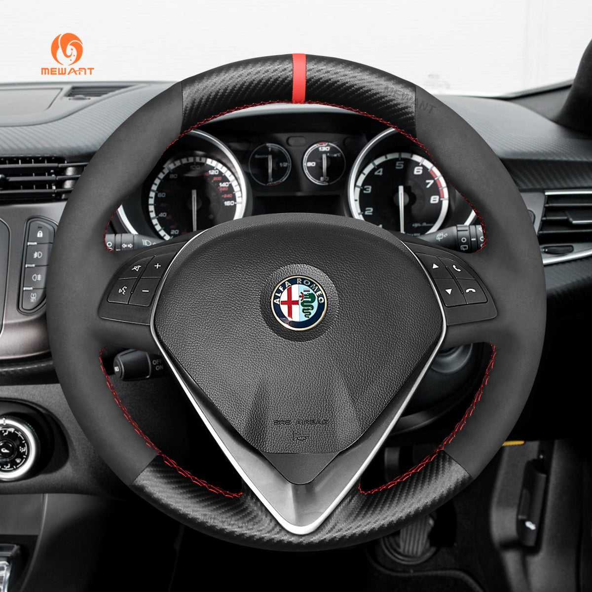 MEWANT Alcantara Car Steering Wheel Cover for Alfa Romeo Giulietta 2014 - 2021 - Mewant Cover