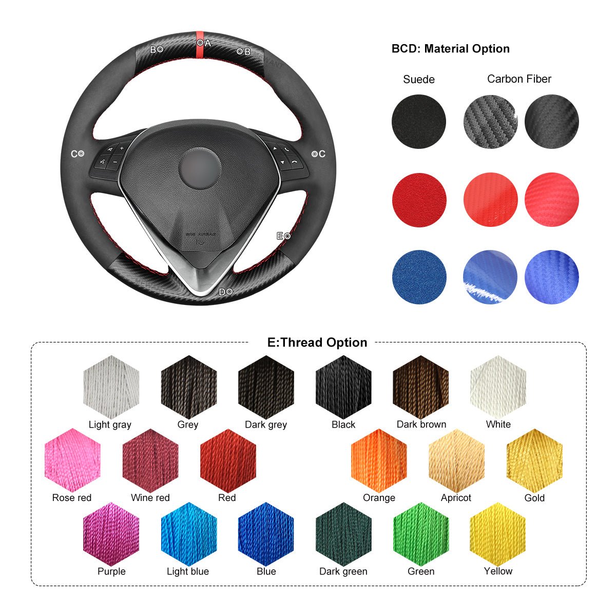 MEWANT Alcantara Car Steering Wheel Cover for Alfa Romeo Giulietta 2014 - 2021 - Mewant Cover