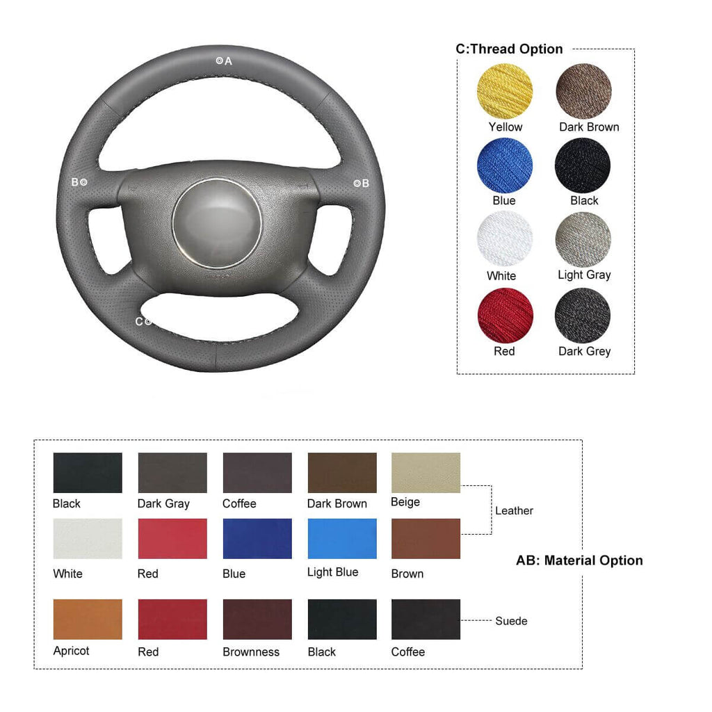 MEWANT Alcantara Car Steering Wheel Cover for Audi A4 1998 A6 /A8 A8 L /Allroad - Alcantara, Leather, Carbon Fiber, Easy Install, Non - Slip, Best Steering Wheel Cover