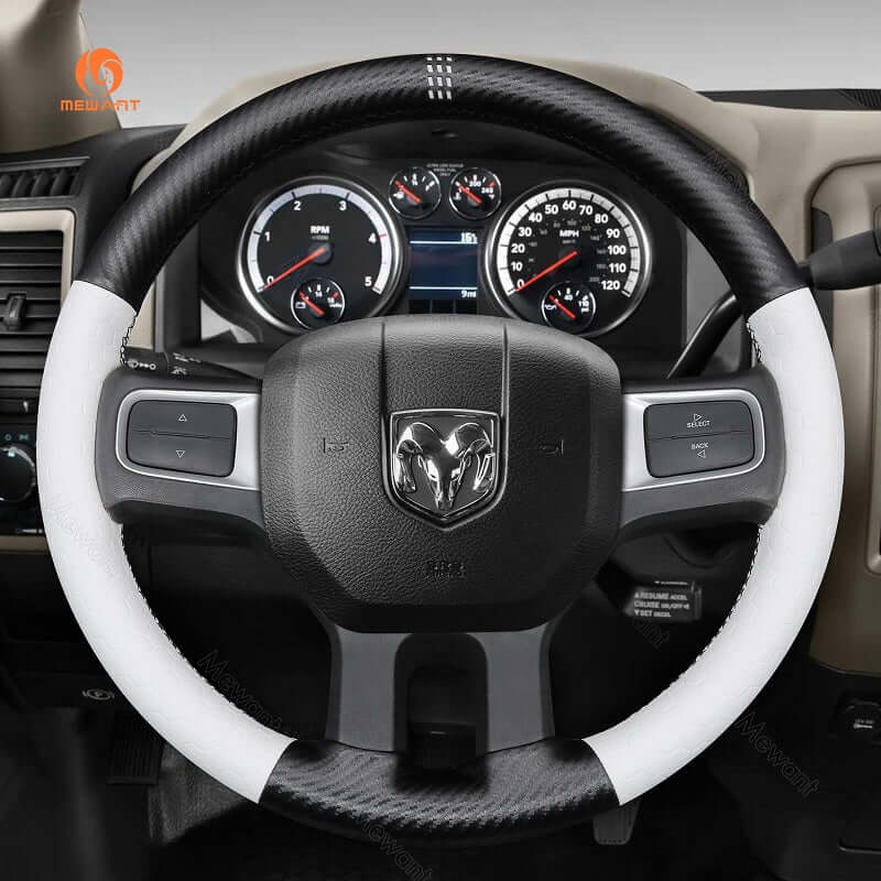 MEWANT Alcantara Car Steering Wheel Cover for Dodge RAM 2500 2009 - 2010 - Alcantara, Leather, Carbon Fiber, Easy Install, Non - Slip, Best Steering Wheel Cover