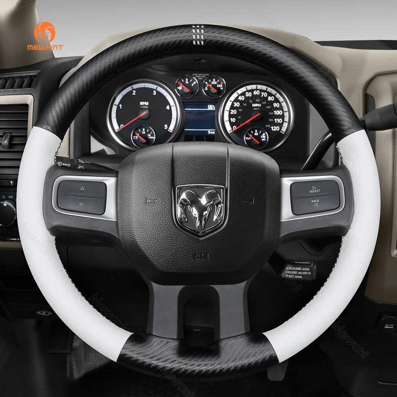 MEWANT Alcantara Car Steering Wheel Cover for Dodge RAM 2500 2009 - 2010 - Alcantara, Leather, Carbon Fiber, Easy Install, Non - Slip, Best Steering Wheel Cover