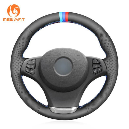 MEWANT Alcantara Car Steering Wheel Cover for for BMW X3 E83 2007 - 2010 / X5 E53 2000 - 2006 - Alcantara, Leather, Carbon Fiber, Easy Install, Non - Slip, Best Steering Wheel Cover