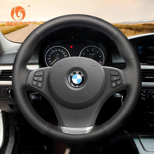 MEWANT Alcantara Car Steering Wheel Cover for for BMW X3 E83 2007 - 2010 / X5 E53 2000 - 2006 - Alcantara, Leather, Carbon Fiber, Easy Install, Non - Slip, Best Steering Wheel Cover