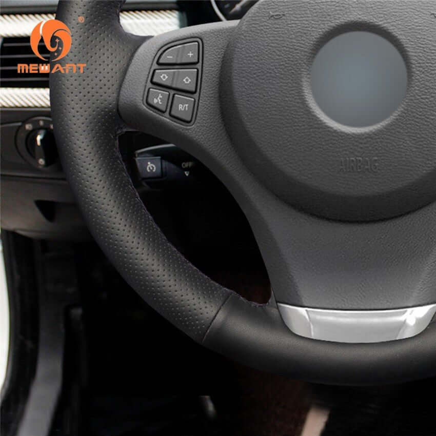 MEWANT Alcantara Car Steering Wheel Cover for for BMW X3 E83 2007 - 2010 / X5 E53 2000 - 2006 - Alcantara, Leather, Carbon Fiber, Easy Install, Non - Slip, Best Steering Wheel Cover