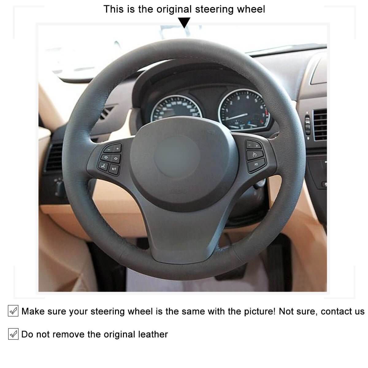 MEWANT Alcantara Car Steering Wheel Cover for for BMW X3 E83 2007 - 2010 / X5 E53 2000 - 2006 - Alcantara, Leather, Carbon Fiber, Easy Install, Non - Slip, Best Steering Wheel Cover