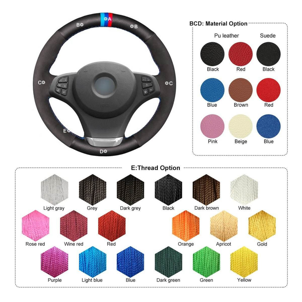 MEWANT Alcantara Car Steering Wheel Cover for for BMW X3 E83 2007 - 2010 / X5 E53 2000 - 2006 - Alcantara, Leather, Carbon Fiber, Easy Install, Non - Slip, Best Steering Wheel Cover