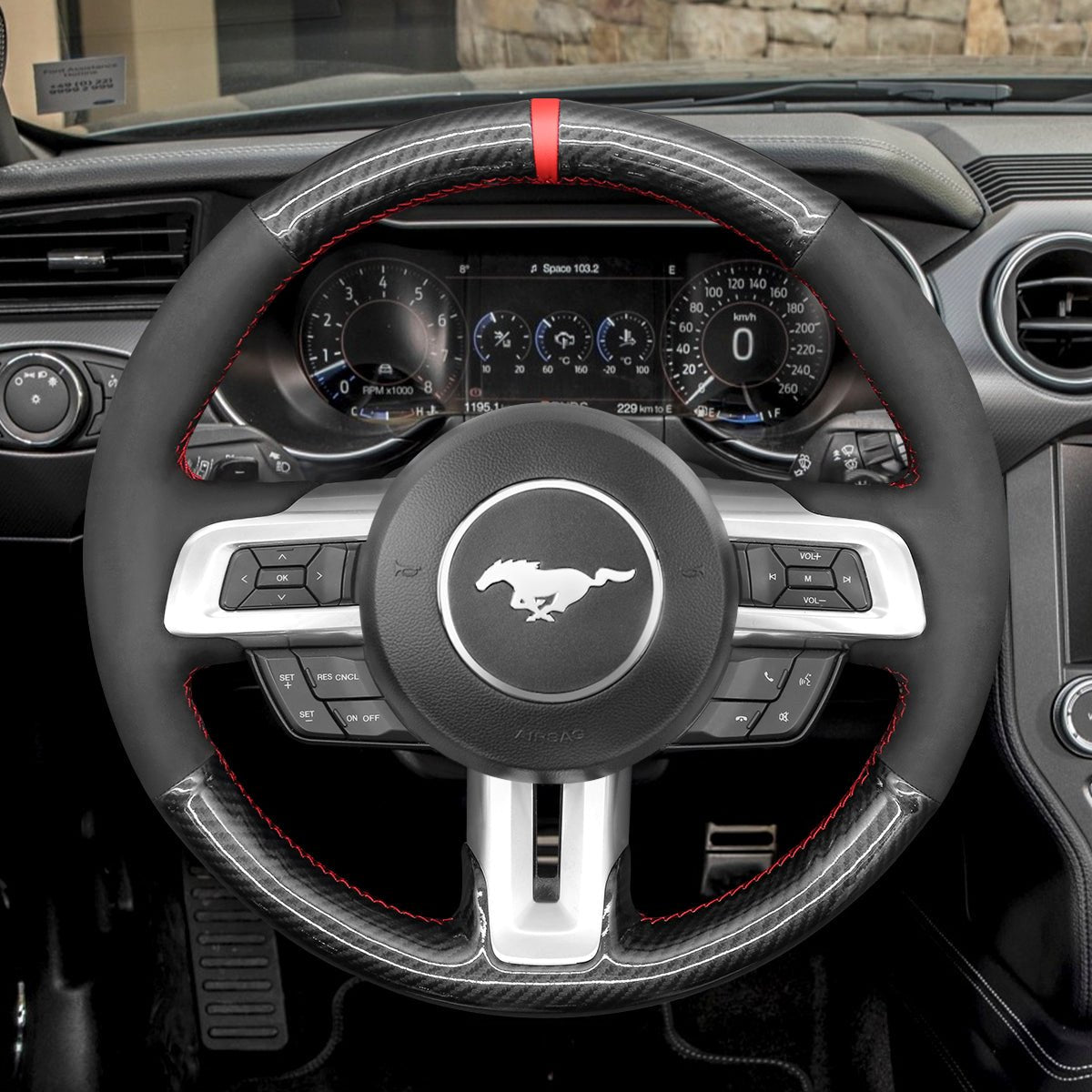 MEWANT Alcantara Car Steering Wheel Cover for Ford Mustang 2015 - 2024 - Mewant Cover