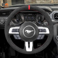 MEWANT Alcantara Car Steering Wheel Cover for Ford Mustang 2015 - 2024 - Alcantara, Leather, Carbon Fiber, Easy Install, Non - Slip, Best Steering Wheel Cover