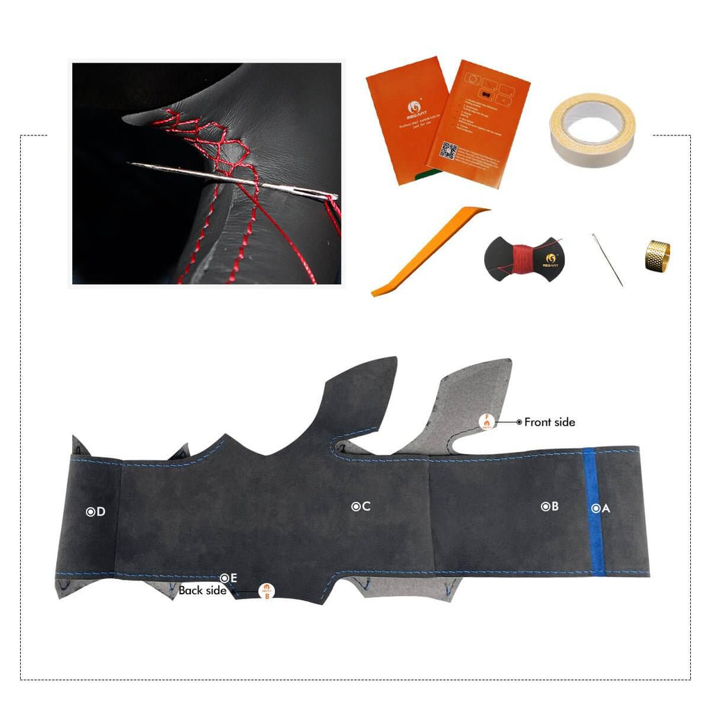 MEWANT Alcantara Car Steering Wheel Cover for Honda HR - V HRV 2016 - 2022 / Fit 2015 - 2020 - Alcantara, Leather, Carbon Fiber, Easy Install, Non - Slip, Best Steering Wheel Cover