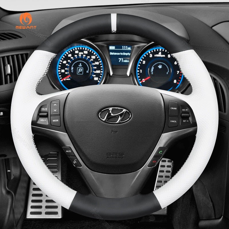 MEWANT Alcantara Car Steering Wheel Cover for Hyundai Genesis Coupe 2010 - 2016 - Alcantara, Leather, Carbon Fiber, Easy Install, Non - Slip, Best Steering Wheel Cover