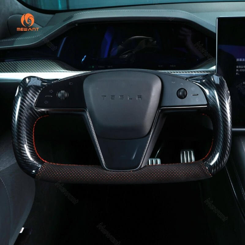 MEWANT Alcantara Car Steering Wheel Cover for Tesla Model S / Model X - Alcantara, Leather, Carbon Fiber, Easy Install, Non - Slip, Best Steering Wheel Cover