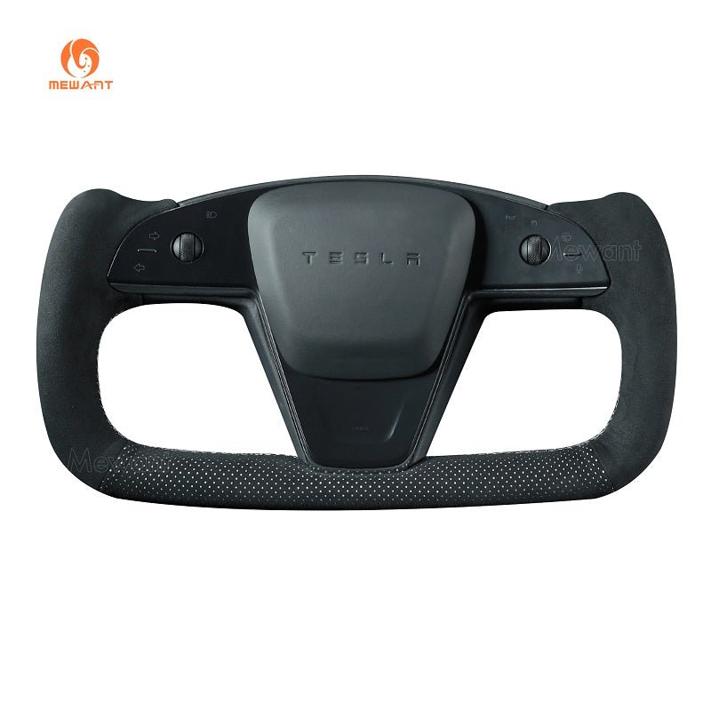 MEWANT Alcantara Car Steering Wheel Cover for Tesla Model S / Model X - Alcantara, Leather, Carbon Fiber, Easy Install, Non - Slip, Best Steering Wheel Cover