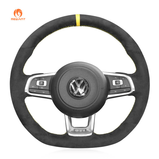 MEWANT Alcantara Car Steering Wheel Cover for Volkswagen Golf GTI 2015 - 2020 / Golf R 2015 - 2019 / Jetta (GLI) 2015 - 2018 - Mewant Cover