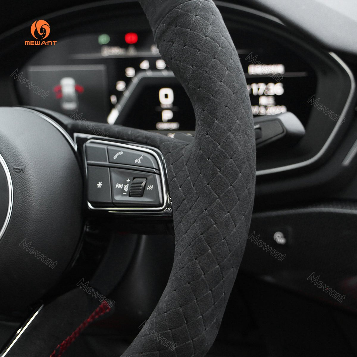 MEWANT Alcantara Embossing Style Car Steering Wheel Cover for Audi with Quilted and Hive Pattern - Mewant Cover