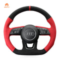 MEWANT Alcantara Embossing Style Car Steering Wheel Cover for Audi with Quilted and Hive Pattern - Alcantara, Leather, Carbon Fiber, Easy Install, Non - Slip, Best Steering Wheel Cover