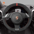 MEWANT Alcantara Embossing Style Car Steering Wheel Cover for Porsche with Quilted and Hive Pattern - Alcantara, Leather, Carbon Fiber, Easy Install, Non - Slip, Best Steering Wheel Cover