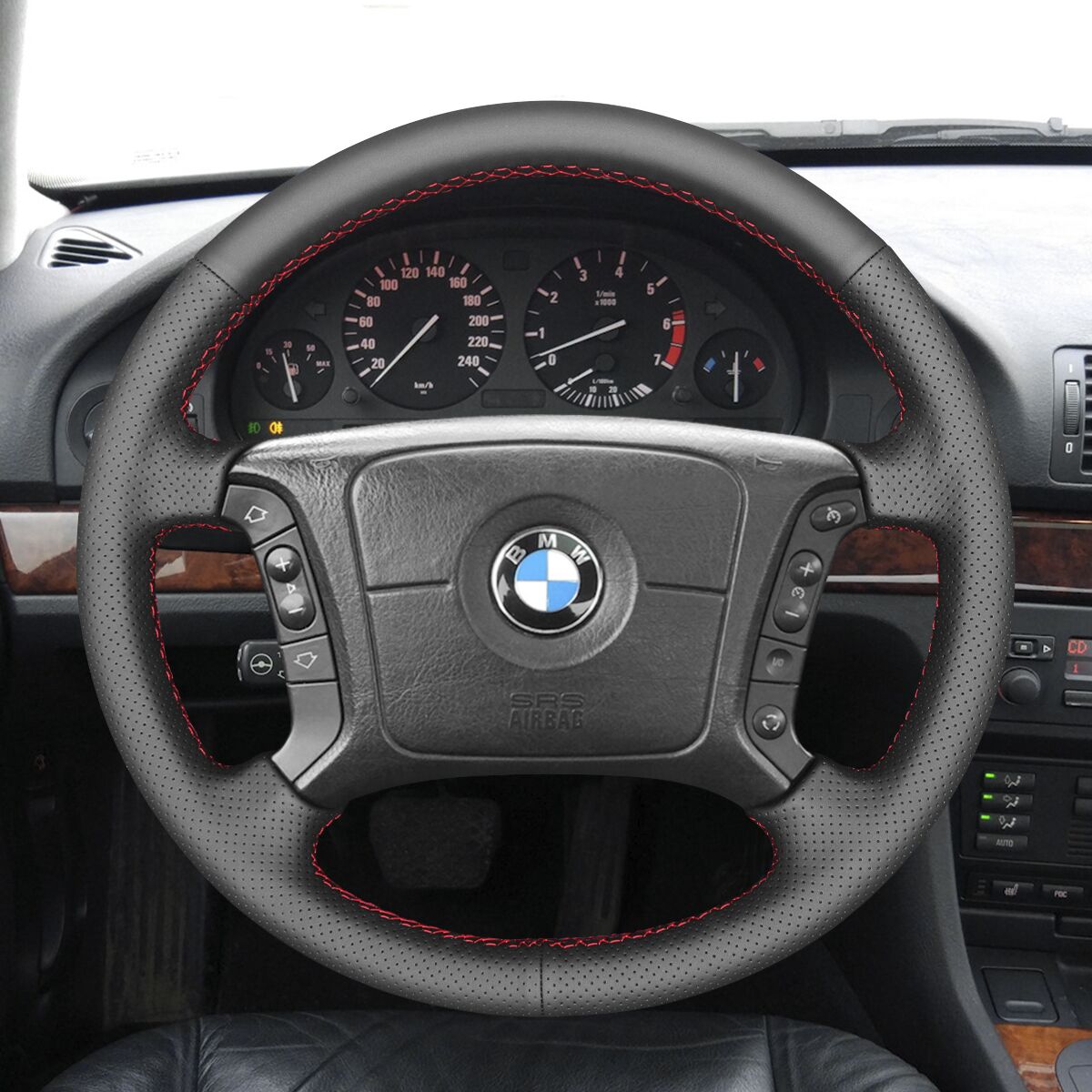 MEWANT Alcantara Leather Car Steering Wheel Cover for BMW 3 Series E36 E36/5 1999 - 2000 / 3 Series E46 E46/5 2000 - 2005 / 5 Series E39 / 7 Series E38 E38/2 E38 / 8 Series E31 / X3 E83 / X5 E53 / Z3 E36 - Mewant Cover